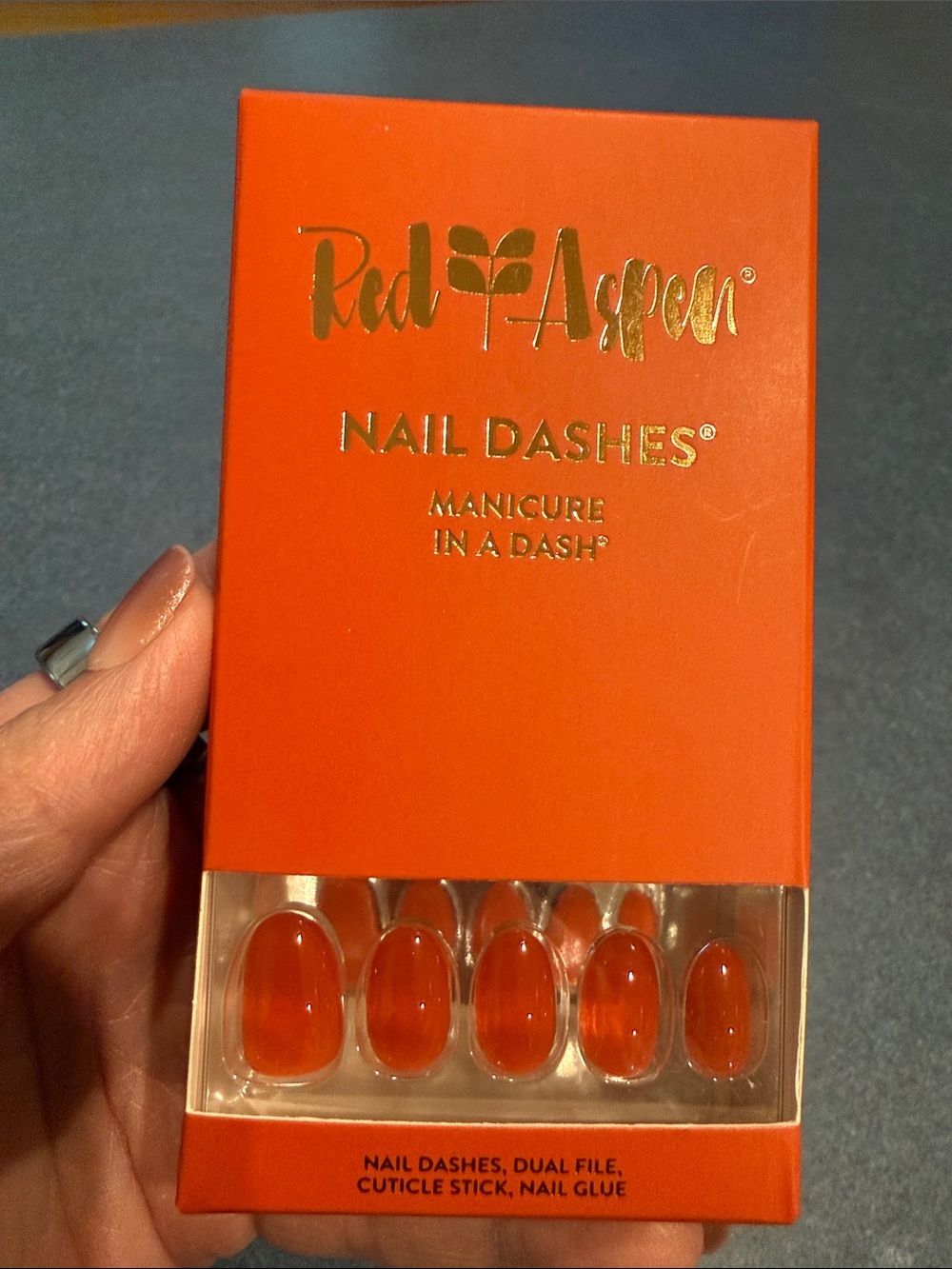 Red Aspen Nail Dashes Press-On Nails - Vibrant Orange Shade